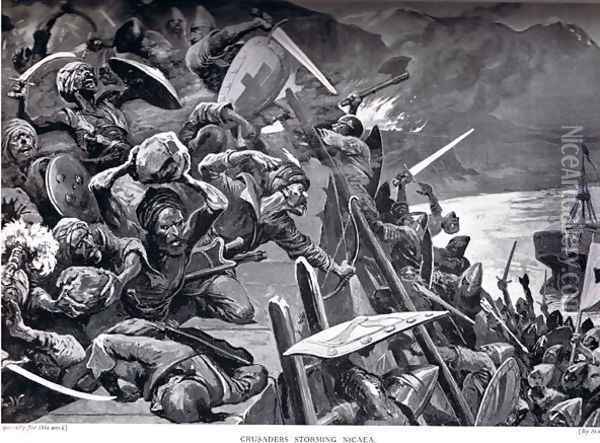 Crusaders Storming Nicaea, illustration from Hutchinsons History of the Nations Oil Painting - Stanley L. Wood