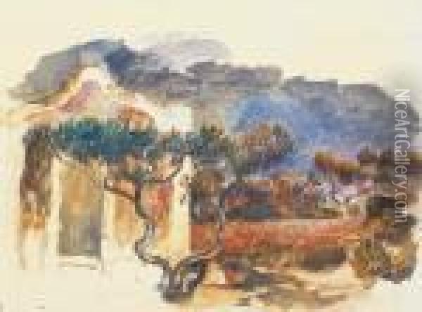 Le Cabanon Et L'olivier Oil Painting - Pierre Auguste Renoir