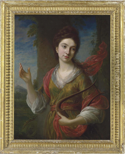Portrait Of A Lady As Terpsichore Oil Painting - Nathaniel Hone