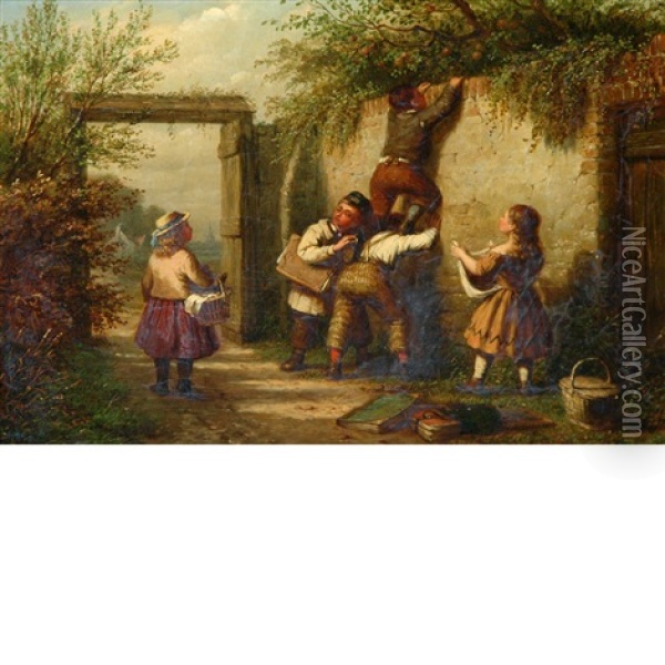 The Apple Thief Oil Painting - Andrew Sheerboom