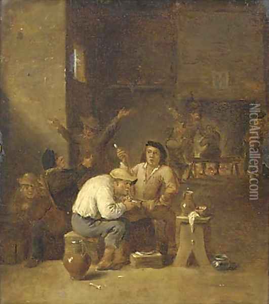 Peasants smoking and drinking in a tavern 4 Oil Painting - David The Younger Teniers