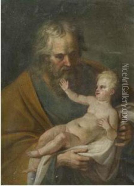 San Giuseppe Con Il Bambino Oil Painting - Joseph Haubert