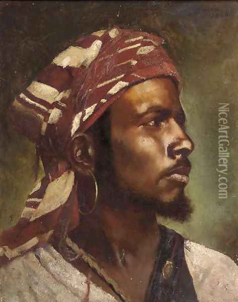 A North African man Oil Painting - Leo Malempre