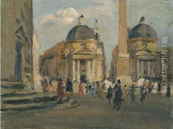 Roma, Piazza Del Popolo Oil Painting - Erma Zago