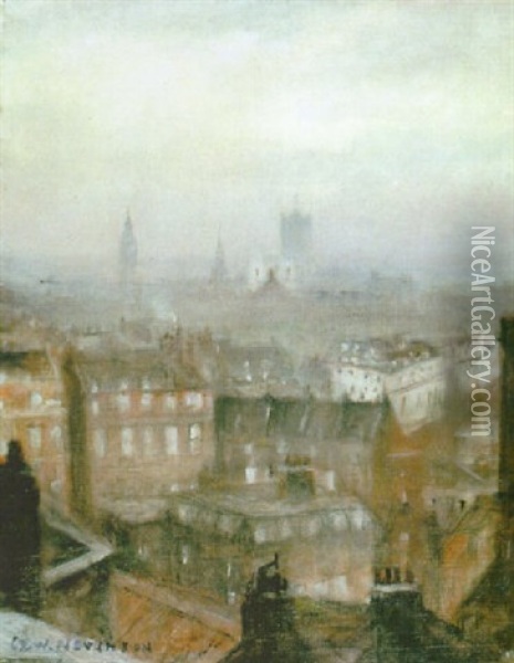 Westminster Oil Painting - Christopher Richard Wynne Nevinson
