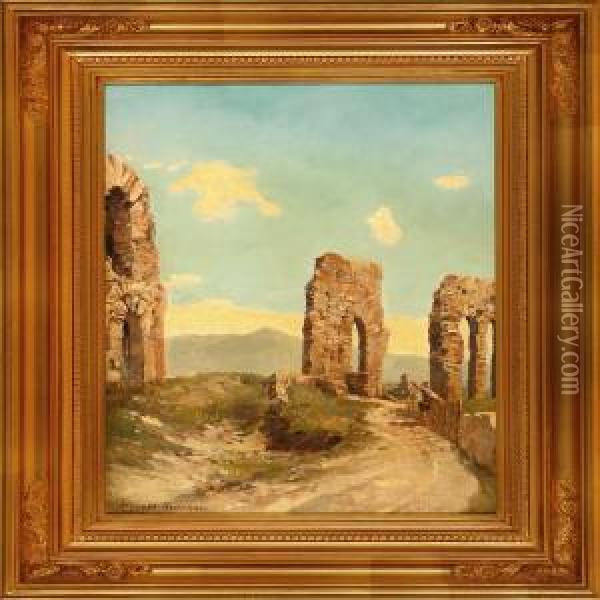 View Of The Roman Campagna Oil Painting - Harald Jerichau