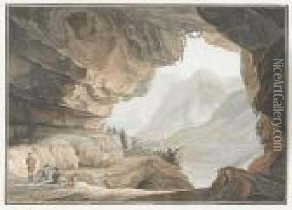 Vue De La Caverne Du Dragon Dans Le Canton D'unterwalden. Oil Painting - Caspar Wolf