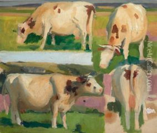 Vacas Oil Painting - Jose Mongrell Torrent
