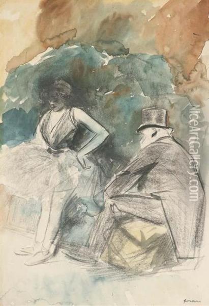 Danseuse Et Son Admirateur Oil Painting - Jean-Louis Forain