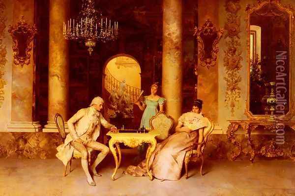 The Chess Game Oil Painting - Francesco Beda