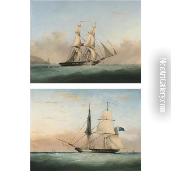 Hms "ranger" In A Stiff Breeze (+ Hms "acorn" In A Light Breeze In The Channel; Pair) Oil Painting - Nicholas Matthew Condy