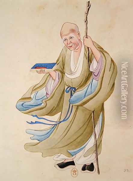 An old Chinese man, illustration from an album of mythological Chinese persons Oil Painting - Anonymous Artist