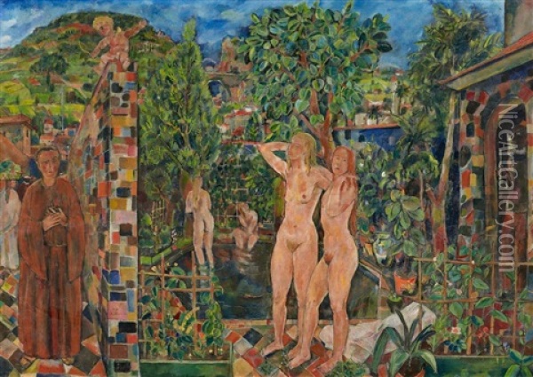 Paradiesgarten Oil Painting - Erich Buettner