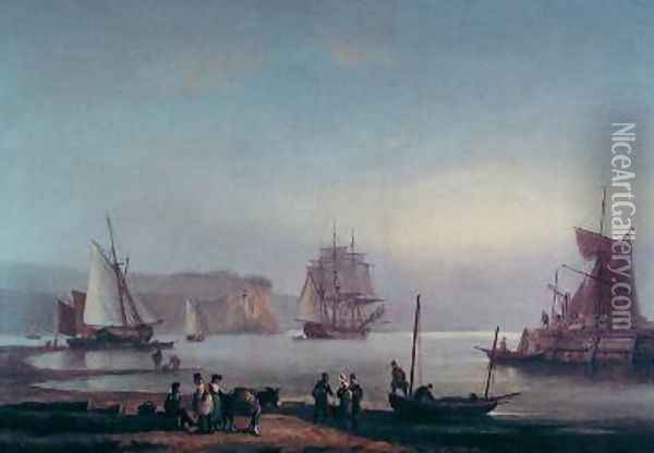 Shipping in an Estuary Oil Painting - Thomas Luny