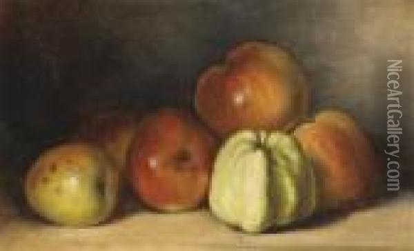 Studio Still Life Withapples Oil Painting - Gustave Courbet