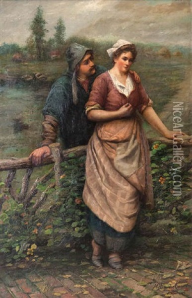 Couple De Pecheurs Amoureux Oil Painting - Henri Timmermans