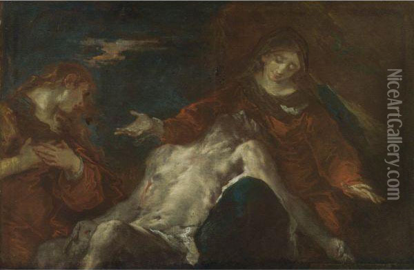 Pieta With Mary Magdalene Oil Painting - Giuseppe Bazzani