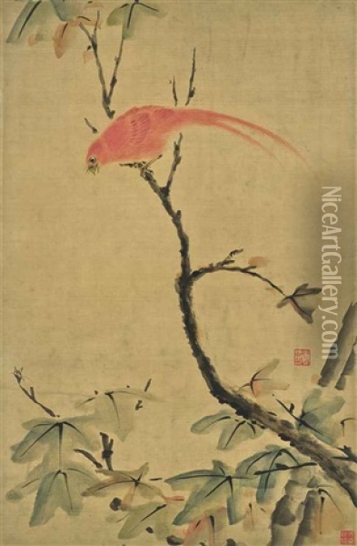 Bird Hunting Insect Oil Painting -  Hua Yan
