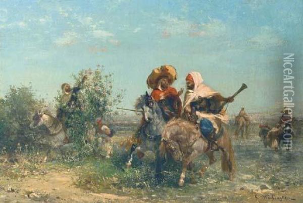 Warriors At Rest Oil Painting - Georges Washington