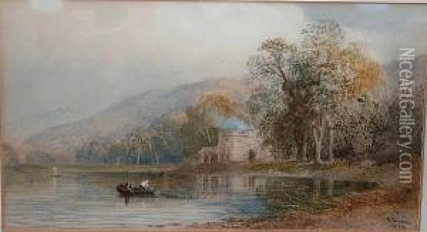 On The River Torridge Oil Painting - Cornelius Pearson