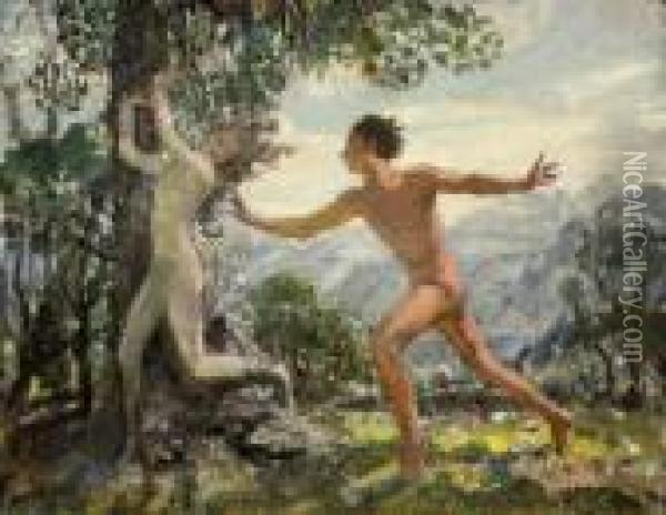 Apollo And Daphne Oil Painting - George Spencer Watson