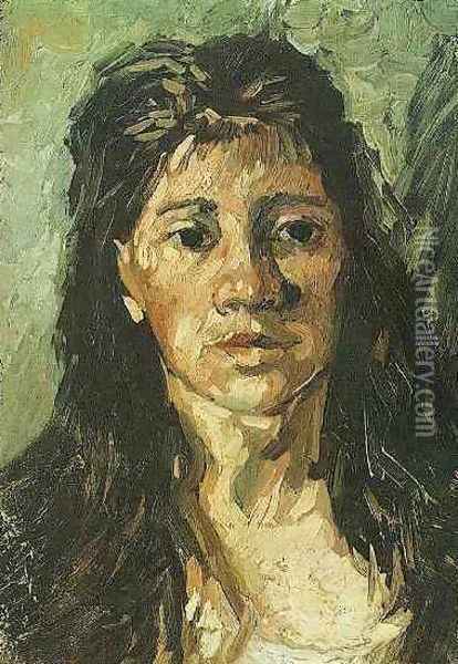 Head Of A Woman With Her Hair Loose Oil Painting - Vincent Van Gogh