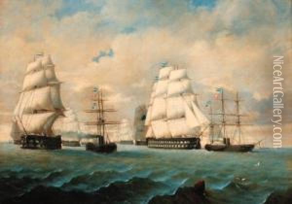 The Fleet Departing For The Baltic Oil Painting - J. Murray