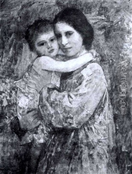 Mother And Child Oil Painting - Florence Veric Hardy Small