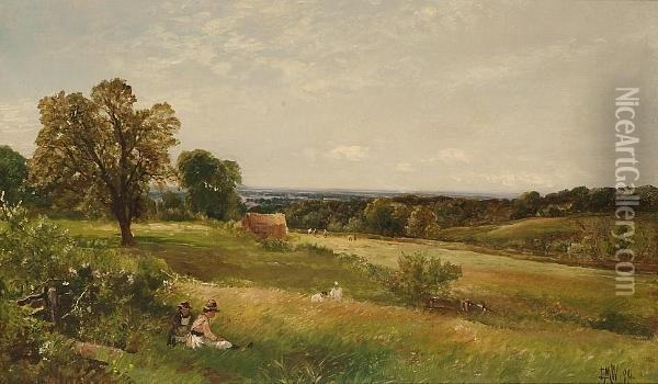 On The North Downs Oil Painting - Edmund Morison Wimperis
