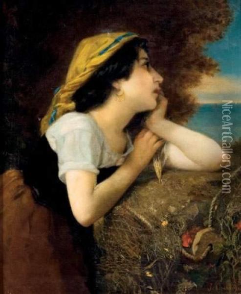 Jeune Femme Au Foulard Oil Painting - Jean-Baptiste Chatigny