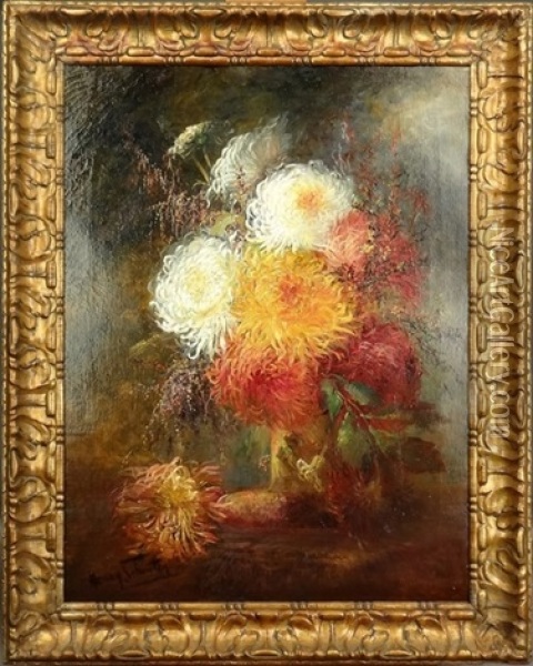 Les Chrysanthemes Oil Painting - Henry Schouten