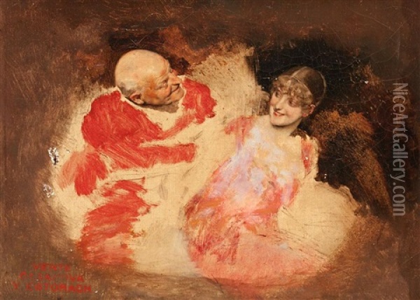 Un Monje Y Una Joven Oil Painting - Antonio Casanova y Estorach
