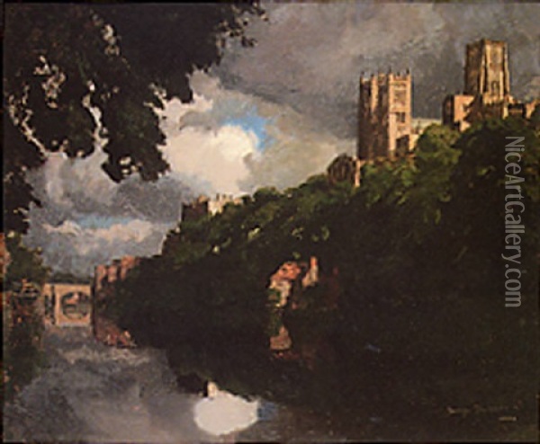 Durham Cathedral And Prebends Bridge Oil Painting - George Thomson