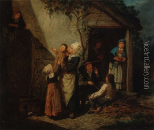 Le Repos De La Famille Du Paysan Oil Painting - Amedee Guerard