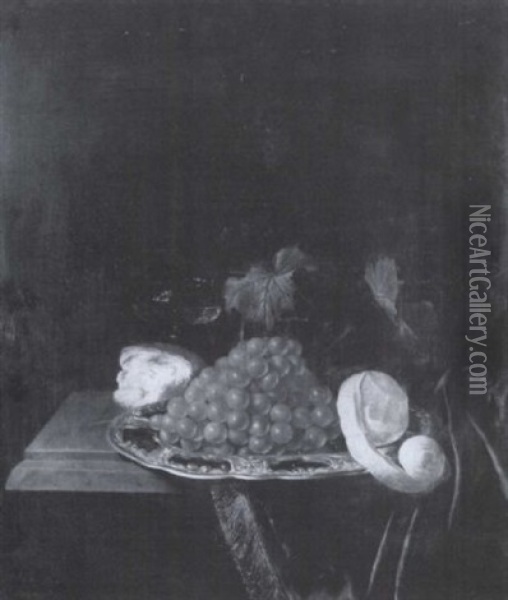 Nature Morte Aux Raisins Et Citron Oil Painting - Willem Van Aelst