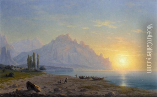 Kara - Dag Auf Der Krim Oil Painting - G.O. Kalmykov