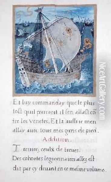 A Ship from Les Commentaires de la Guerre Gallique by Francois Demoulins Oil Painting - Godefroy Le Batave