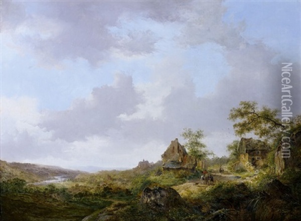 Paysage De La Vallee Du Rhin Oil Painting - Jan Adam Janszoon Kruseman