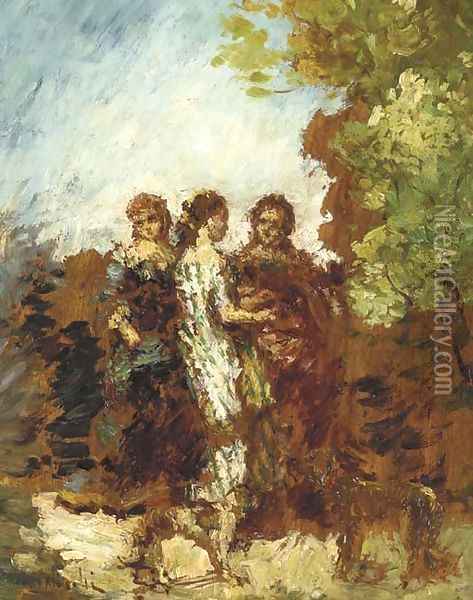 Les trois amies Oil Painting - Adolphe Joseph Thomas Monticelli