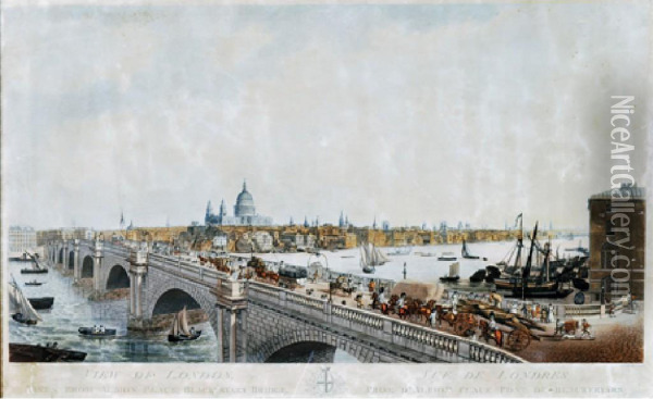 View Of London, Taken From Albion Place, Blackfriars Bridge Oil Painting - N. R. Black
