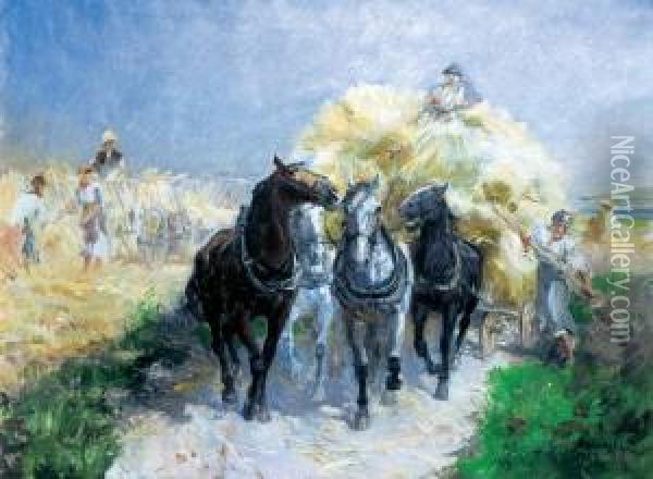 Zniwa, 1923 R. Oil Painting - Stanislaw Batowski-Kaczor