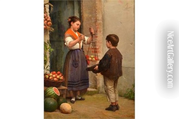 The Fruit Seller Oil Painting - John Bagnold Burgess