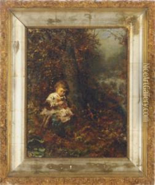 A Child Playing In The Woods Oil Painting - James Crawford Thom