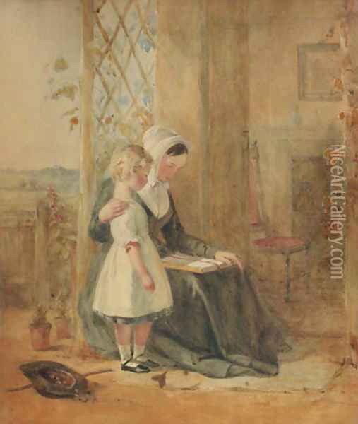 The reading lesson Oil Painting - John Absolon