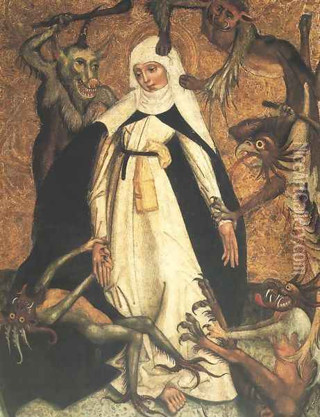 St. Catherine of Siena Besieged by Demons Oil Painting - Unknown Painter