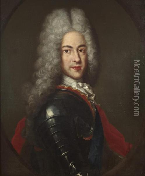 Half Length Portrait Of Charles Edward Stuart The Young Pretender In Armour Oil Painting - Louis Tocque
