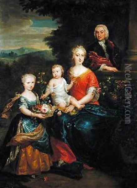 Family Group 1720s Oil Painting - James Francis Maubert