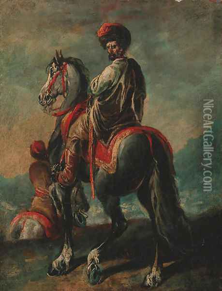 A mounted Turk Oil Painting - Francesco Simonini