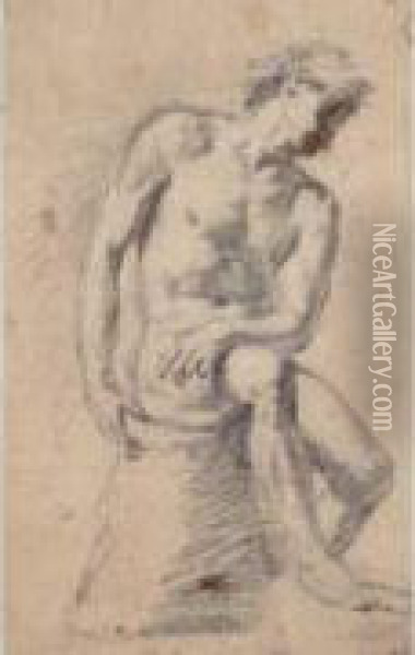 Etude D'homme Nu Assis Oil Painting - Giacomo Cavedone