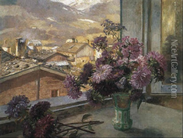 Astern Am Fenster Oil Painting - Marie Egner